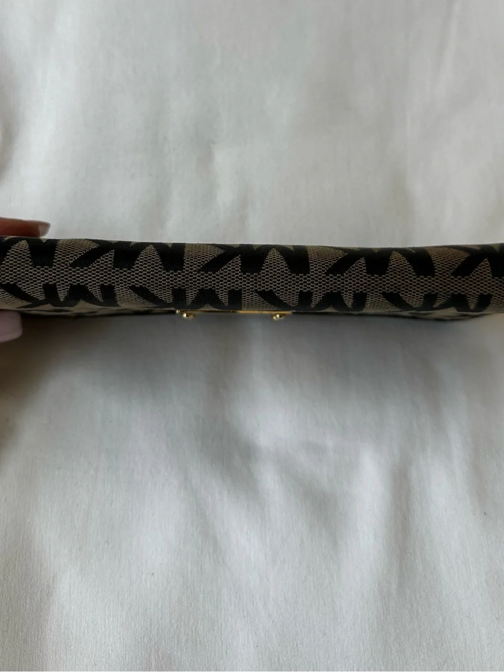 Michael Kors Black Brown MK Logo Zip Around Continental Wallet
